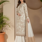 Ivory Chiffon Embroidered 3-Piece Suit with Printed Net Dupatta