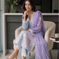 Pastel Sky & Soft Lilac Dual-Tone: Embroidered Chiffon Suit