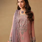 Mauve Pink & Metallic Silver: Embroidered Chiffon Suit