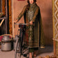 Deep Olive Green & Antique Gold: Embroidered Chiffon Suit