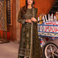 Deep Olive Green & Antique Gold: Embroidered Chiffon Suit