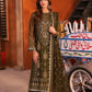 Deep Olive Green & Antique Gold: Embroidered Chiffon Suit