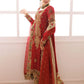 Red and Gold Embroidered Semi Pure Chiffon Suit | Ready to Wear