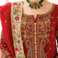 Red and Gold Embroidered Semi Pure Chiffon Suit | Ready to Wear