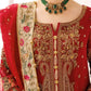 Bridal Red Embroidered Chiffon Suit With Organza Dupatta | Ready To Wear