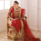 Red and Gold Embroidered Semi Pure Chiffon Suit | Ready to Wear