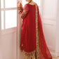 Bridal Red Embroidered Chiffon Suit With Organza Dupatta | Ready To Wear