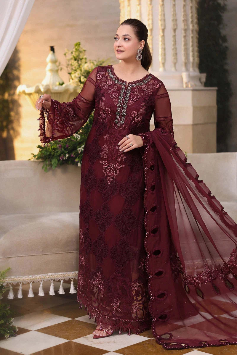 03 piece Embroidered Chiffon Suit - Ready To Wear