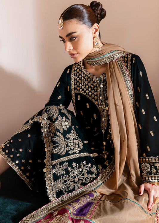 Chandni Velvet Suit Ready To Wear With Organza Embroidered Dupatta