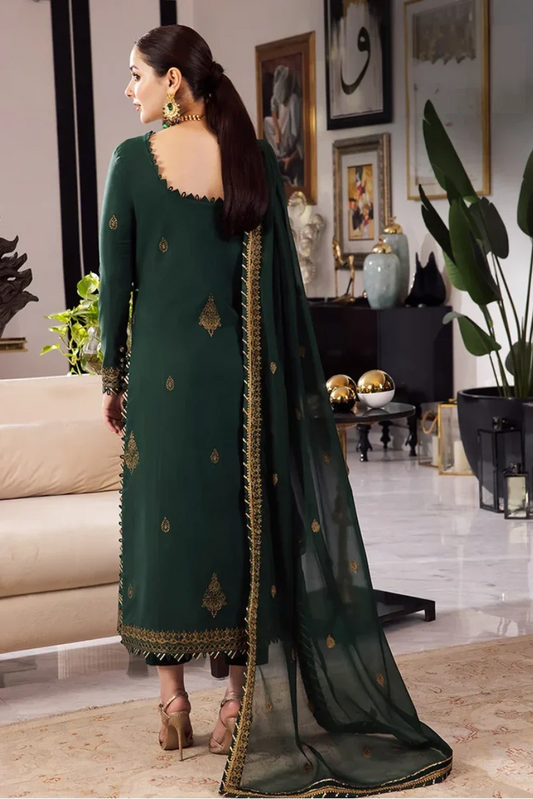Emerald Mist Sequins Chiffon 3-Piece Ready-to-Wear Suit