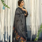 Elegant Charcoal Embroidered Lawn Suit with Digital Organza Dupatta |RTW