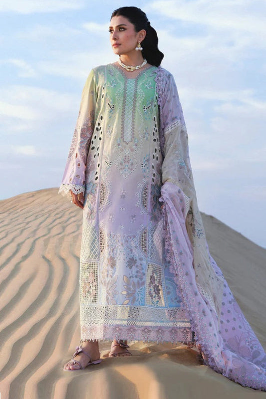 Pastel Chikankari Embroidered Lawn Suit with Organza Dupatta |RTW